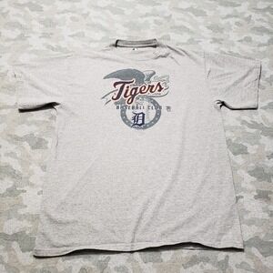 Detroit Tigers Shirt Mens Large Gray Pullover Short Sleeve Baseball Club MLB